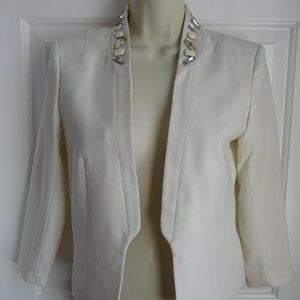 H&M Jacket NWT 4 Cream White Jeweled Neckline Whit